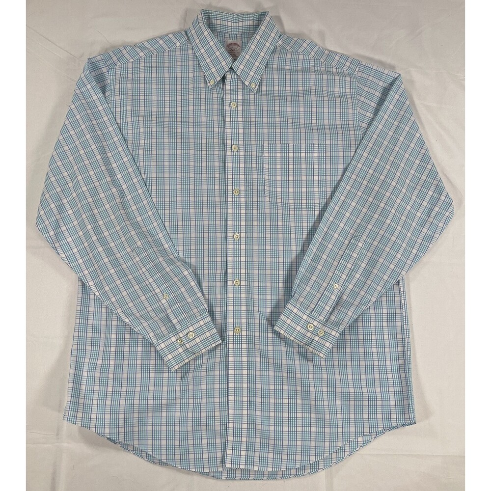 Brooks Brothers Mens Plaid Long Sleeve Original Polo Shirt Button Down Shirt L